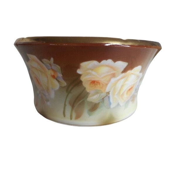 Vintage Yellow Rose Floral Bowl R S Reinhold Schlegelmilch Germany Centerpiece - Picture 2 of 6